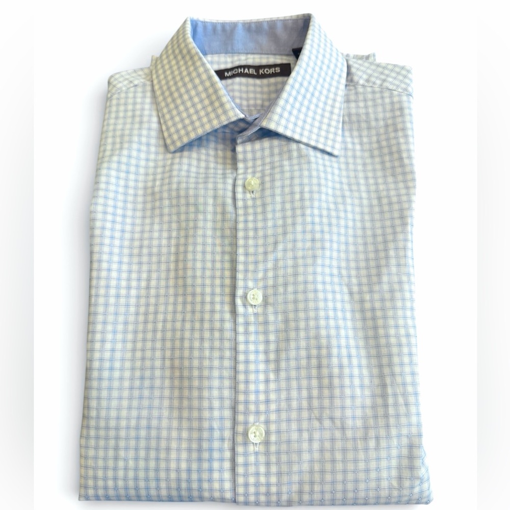 Michael Kors Blue White Check Button Down Boys Youth 16